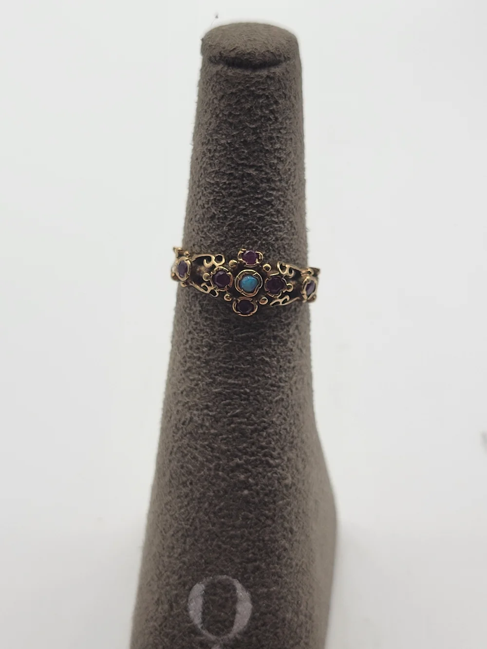 Vintage 375 9k Opal And Garnet Dainty Victorian Ring Size 4.75